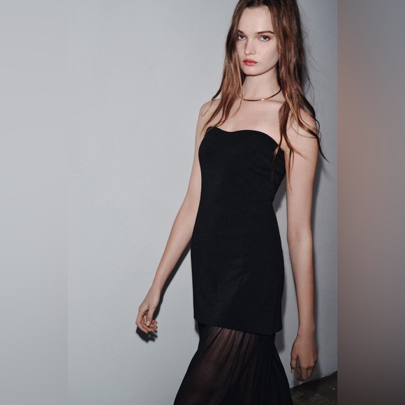 🆕(NWT) ZARA Bloggers Fav Combination Strapless Tulle Maxi Dress Size SMALL - Picture 7 of 9